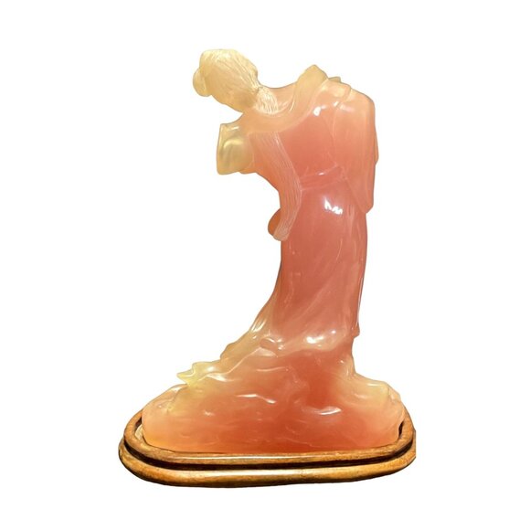 Vtg Rose Quartz Wafista Geisha Sculpture Pink Polyester Arts No 5603 Hong Kong 9 - Picture 3 of 10